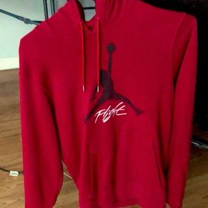 Vintage Nike Air Jordan Flight Hoodie Sweatshirt Red Men SMALL Pullover